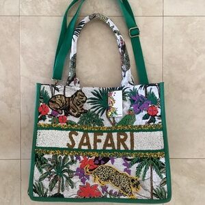 America & Beyond African Safari Embellished Beaded Limited Edition Tote Bag